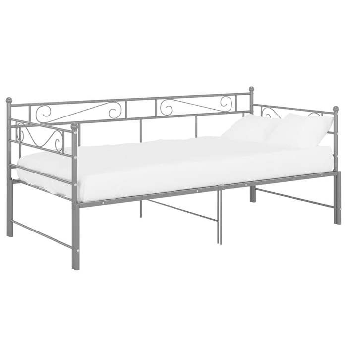 VidaXL Extendable Sofa Bed Frames Metal Grey 90x200 Cm, Grey, Metal