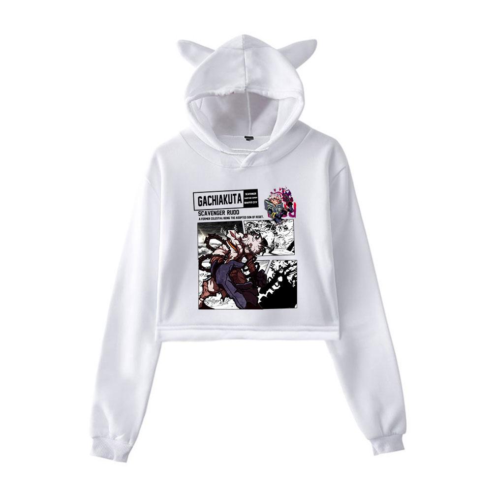 Новый пуловер Gachiakuta, повседневные укороченные худи с кошкой для девочек, женские толстовки с длинным рукавом, кроп-топ, женская толстовка, сексуальные топы
