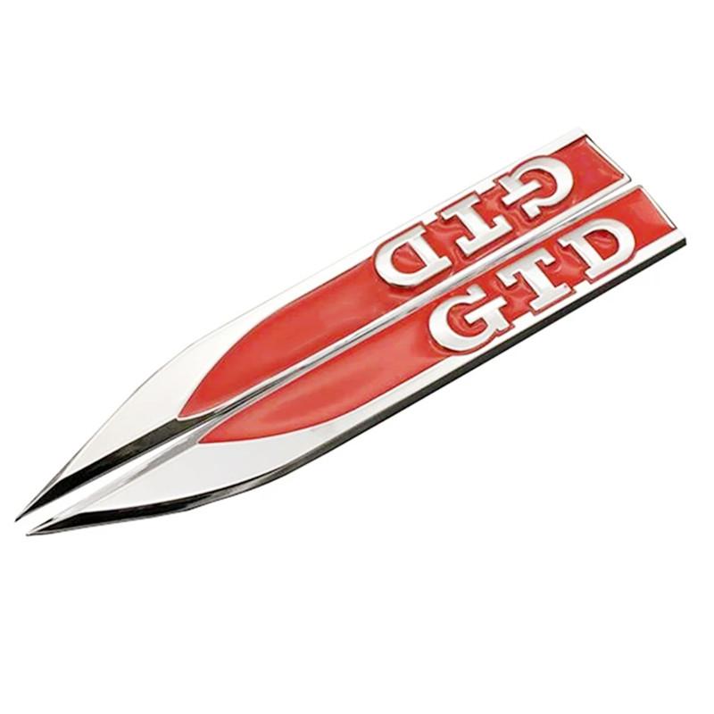 AABIP1 2Pcs 3D Metal Car Fender Badge Decal GTD Logo Stickers For Volkswagen VW Golf 4 5 6 7 MK4 MK5 MK6 MK7 GTD Emblem Accessories