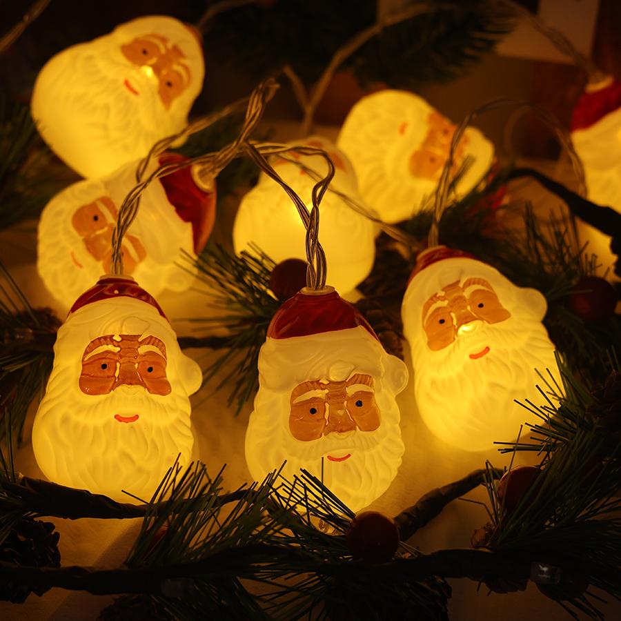 Christmas Lights, LED Light Strings, Outdoor Decorative Atmosphere Lights, Santa Claus Shaped Colored Lights