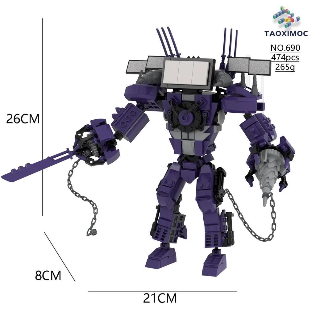 Туалет Скибиди MOC Абстрактный Набор Строительных Блоков Монитор Наблюдатель Судного Дня Титан ТВ Король Масштабная Модель Совместимый С Блочными Кирпичиками Игрушками Игровыми Наборами