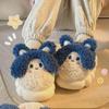 Women's Plush Rabbit Slippers with Heels - Non-Slip, Thick-Soled, Cozy Indoor Shoes for Autumn/Winter