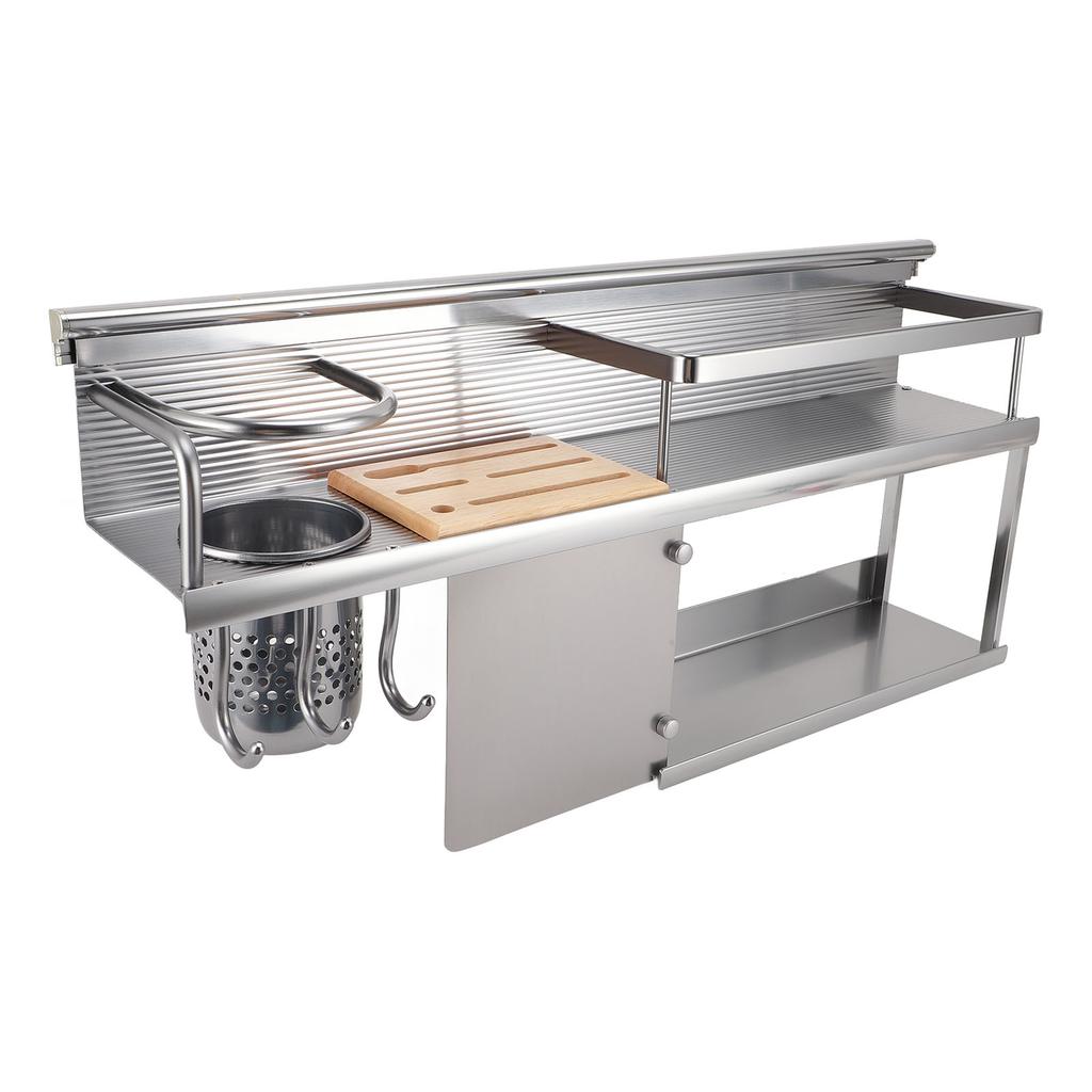 Полка для кухонных принадлежностей, двухъярусная, из алюминиевого сплава, настенная, кухонная, органайзер, стойка для лопатки, ложки