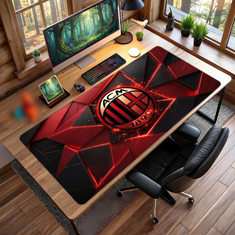 Большой коврик для мыши с принтом AC Milan, нескользящий мягкий резиновый игровой коврик для стола, декор для офисного ноутбука компьютера