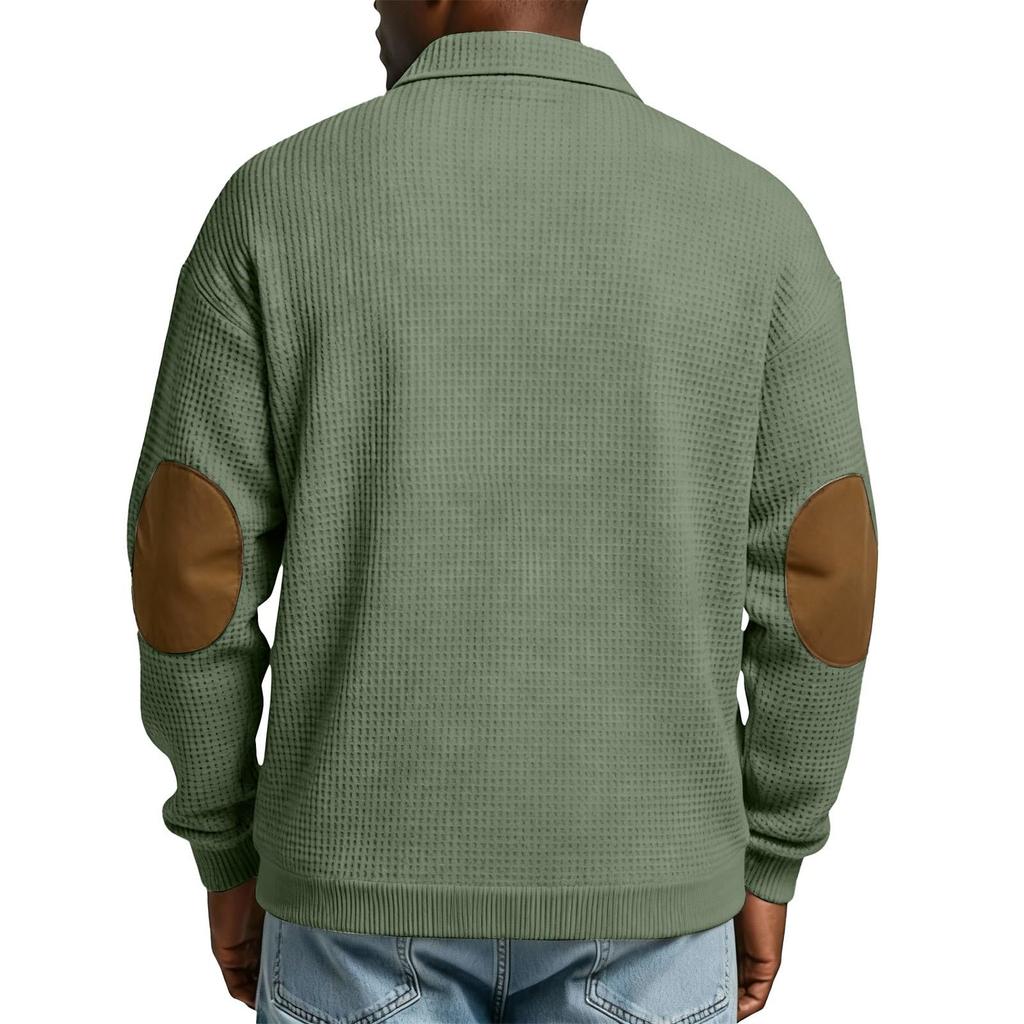 Мужские толстовки Ретро Повседневные с длинным рукавом с воротником Гольф пуловер Оверсайз Западные Фактурные топы