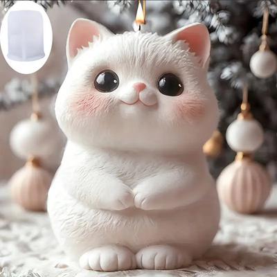 3D Милая кошка Силиконовая форма DIY Ароматерапевтическая свеча Гипсовые украшения Декоративная форма для муссового торта, печенья, выпечки
