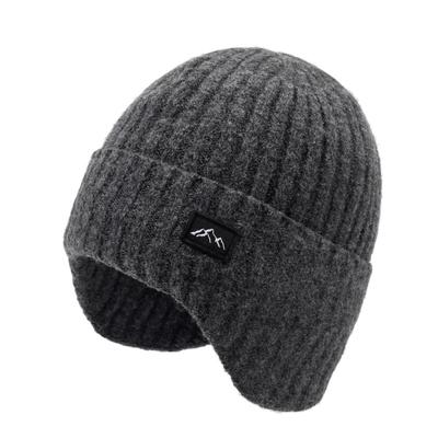 Унисекс Шапка-бини с защитой ушей на теплой подкладке, Повседневная теплая вязаная шапка-бини для холодной погоды на открытом воздухе, Подходит для ежедневного использования