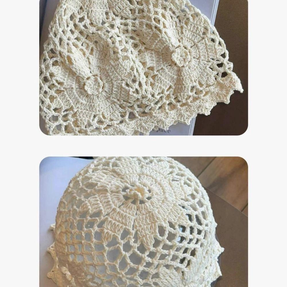 Вязаная крючком шапка-цветок ручной работы, тонкая ажурная вязаная шапка, милая шапка-бини, для девочек