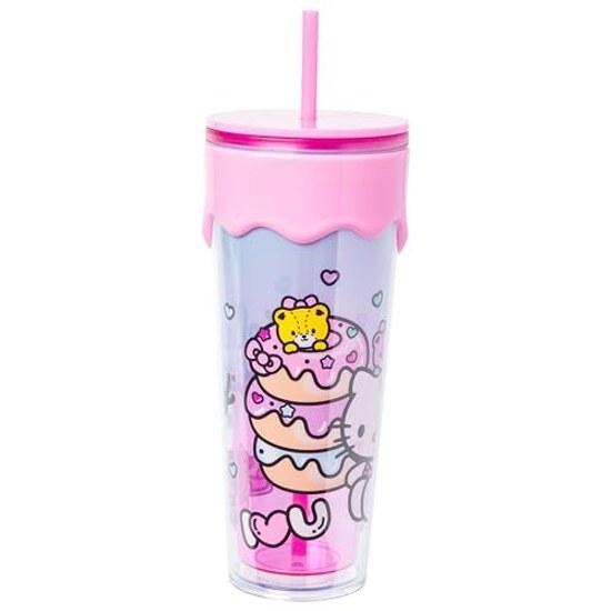 Пластиковый стакан с крышкой и трубочкой Silver Buffalo Sanrio Hello Kitty Friends, 26 унций
