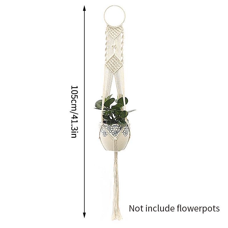 Macrame Hanging Baskets Woven Cotton Handmade Flower Basket Wall Plant Hanger Pot Indoor Bonsai Balcony Knotted Lifting Rope
