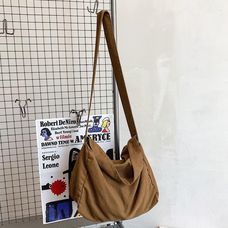 2025 универсальный студенческий рюкзак большой вместимости через плечо с косым ремнем, потертый и старый, холщовый мешок