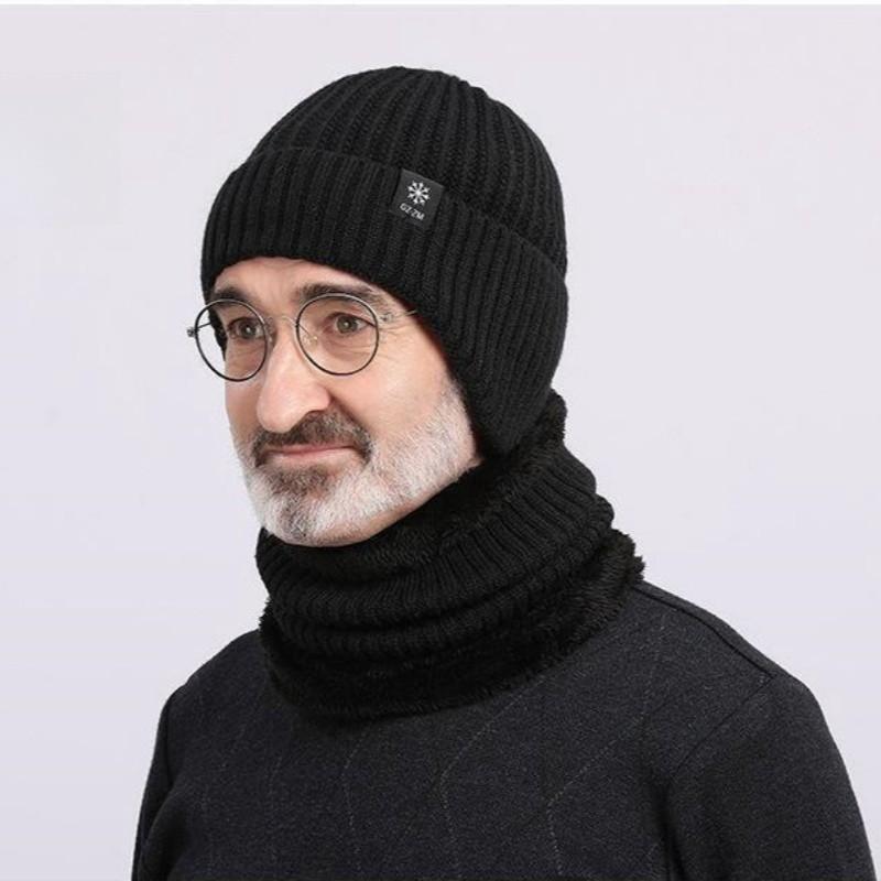 Middle Aged and Elderly Men's Hats for Winter Warmth and Ear Protection Elderly Father and Grandfather's Thick Knitted Woolen Hats for Men In Winter