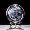 6cm Crystal Ball 3D Laser Engraved Earth Sphere Glass Globe Planets  with Stand Home Office Decoration Figurine Paperweight