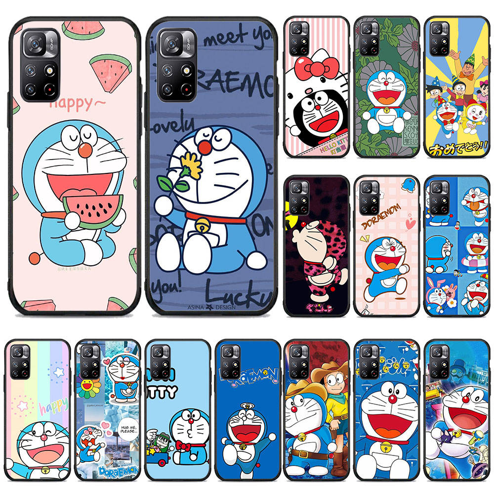 BW-21 Doremon Soft Black Case for iPhone XR 14 15 11 12 13 6 7 8 X XS Pro Max Samsung S22 S23 S21 S24 FE Ultra S8 Plus