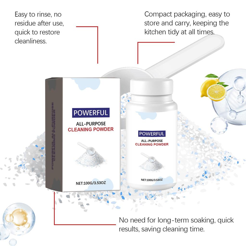 Многофункциональный кухонный порошок для чистки пятен на нержавеющей стали и керамике 100 г