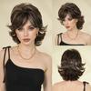 European American Pixie Short Wig for Women - 70s 80s Retro Style Gray Highlighted Short Hair, Summer Cool Synthetic Full Cap Wig, 2 Colors Available