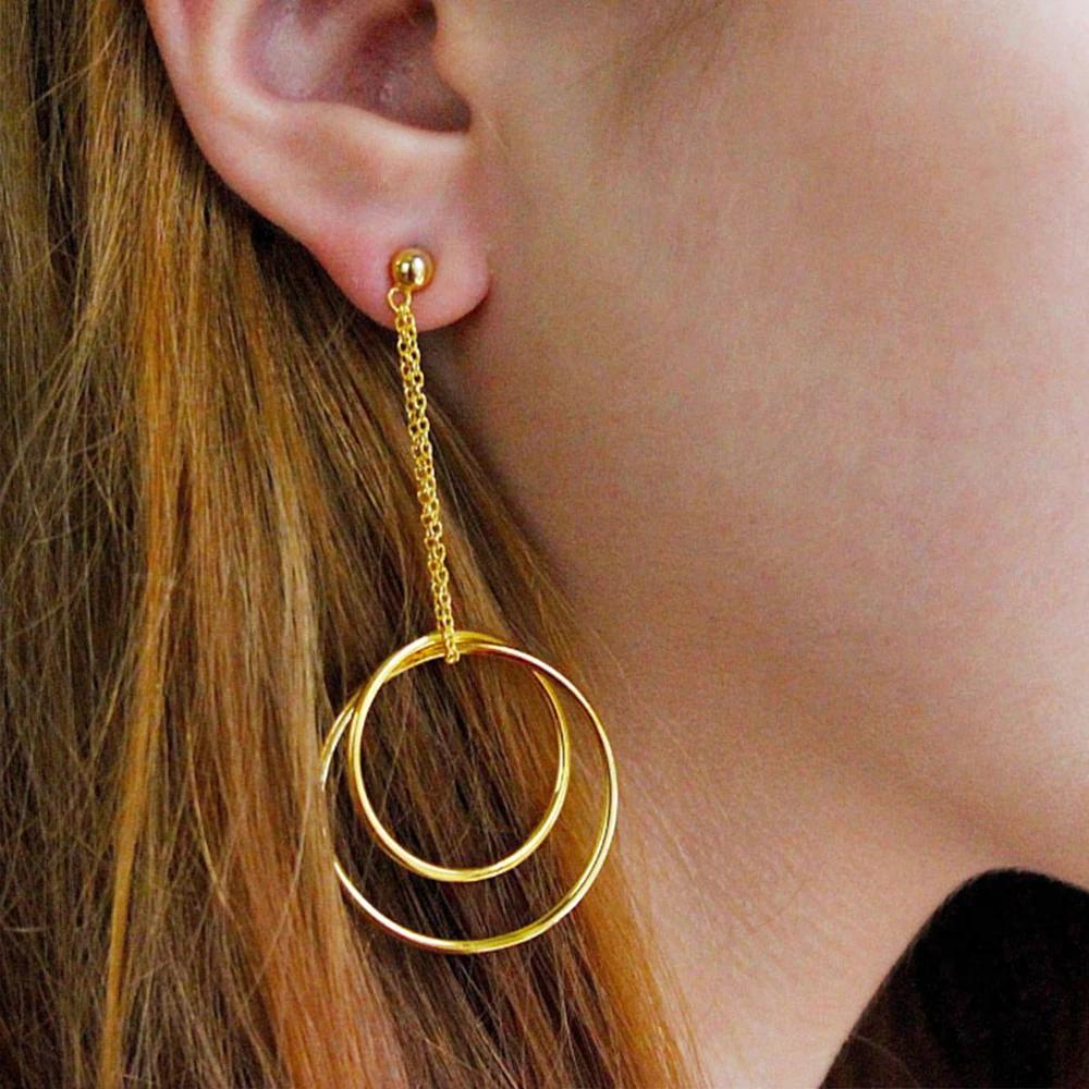 EManco New Fashion Stainless Steel Earrings Tassel Long Pendant Size Hollow Circle Buckle Engagement Office/Career Ladies