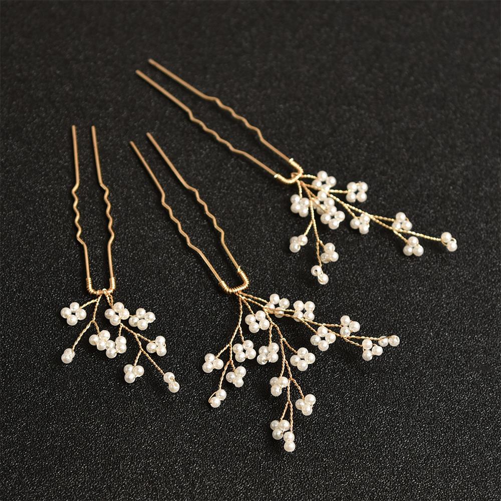 Handmade Pearl Hairpins U-Shaped Updo Decoration Vintage Hair Jewelry Gift for Women