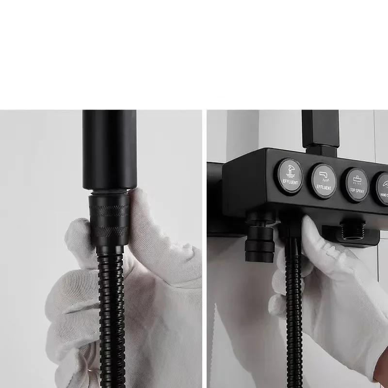 Hose Watering SUS304 Garden Water Hose Accessories Bathroom New Pipe Pull Extension 1.5/2M Black Pipes Flexible Shower Hoses