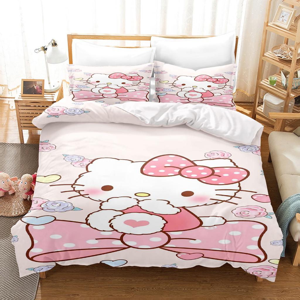 Hello Kitty Спальня Детский Комплект Постельного Белья Пододеяльник Комфорт Королева С Наволочкой Рождественские Подарки Дом
