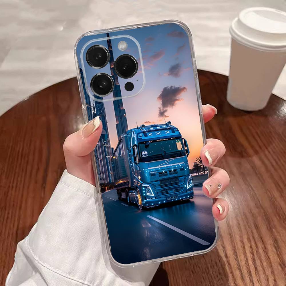 Крутой чехол для телефона с изображением тяжелого грузовика для iPhone 17,16,15,14,13,12,11 Plus,Pro,Max,XR,XS,Plus,E,SE4,Mini Прозрачная крышка
