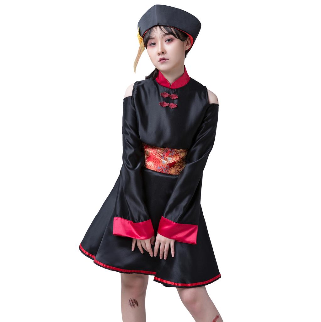 Труп вампира, винтажный вышитый принт, японский Хэллоуин, косплей, костюм зомби, платья, бесплатные наклейки