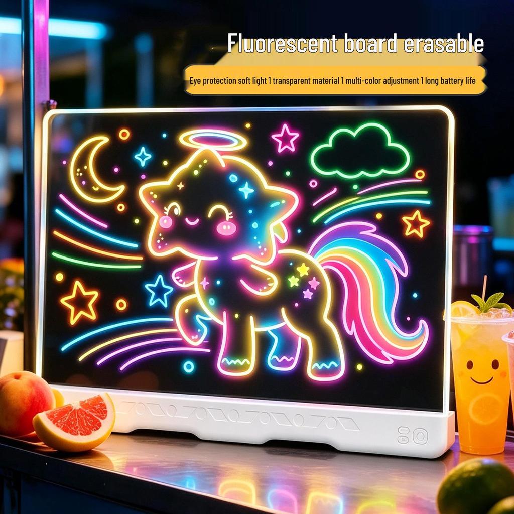 Children's LED Erasable Drawing Board - Fluorescent Doodle & Writing Toy