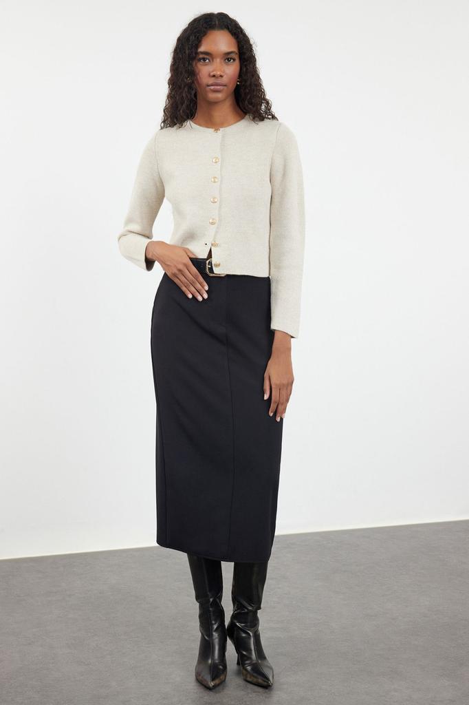 Женский элегантный кардиган, укороченная куртка с круглым вырезом, трикотаж, кардиган