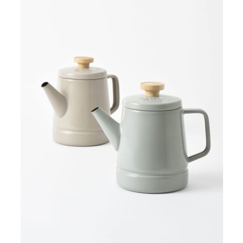 BRUNO Enamel Kettle, 1.6L, Induction Compatible, Direct Flame Compatible, Gas Compatible, Fuji Enamel Collaboration, Greige, Outdoor Use, BHK282-GRG