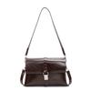 2025 New Simple Style Niche Retro Oil Wax Leather Underarm Bag Women's Commuting Versatile Temperament Shoulder Messenger Bag