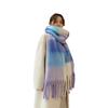 AC INS Style Mohair Checkered Shawl Scarf - Autumn/Winter, Tassel, Contrast Color