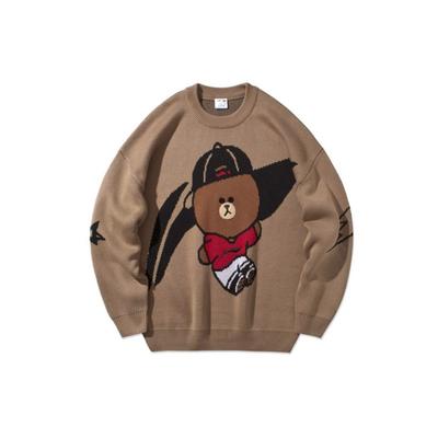 X LINE FRIENDS Graphic Crew Neck Sweater 'Brown' Men's AMBQ046-1