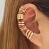 5pcs Minimalist C Shaped Ear Cuff, Leaf Shaped Double Layers And Triple Layers Hammered Pattern Clip On Earrings For Women And Girls