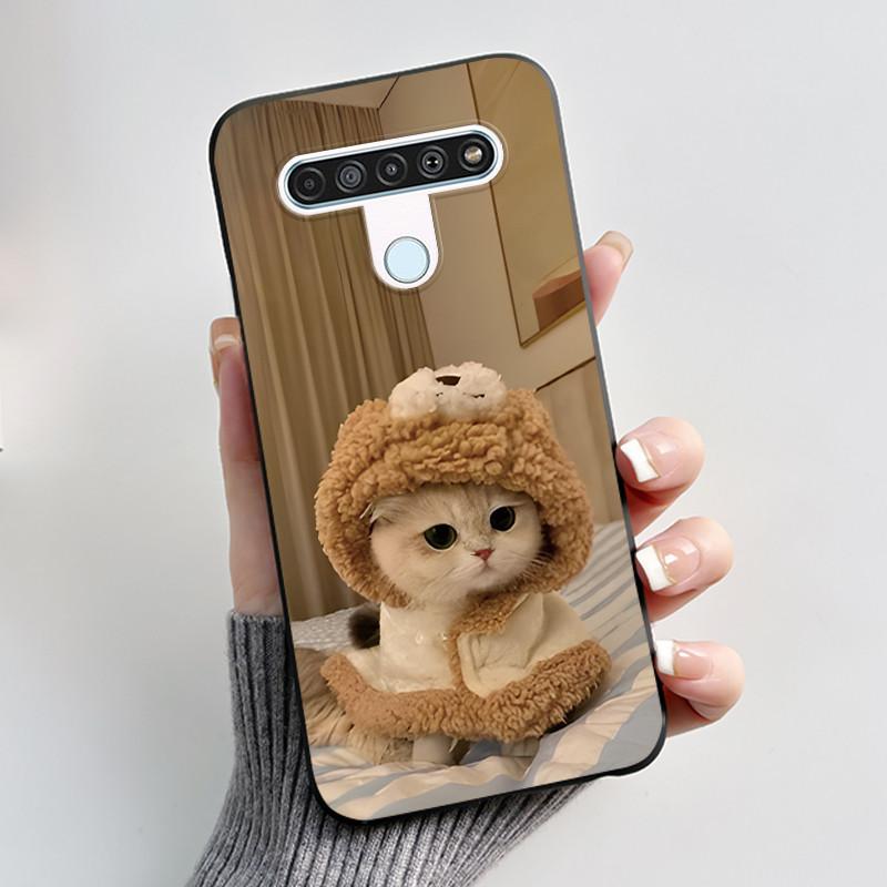 Милый Чехол Для LG Q61 Чехол Для LG K61 Чехол Для LG Q70 Чехлы Печатный Корпус Защитная Крышка Мягкий Силикон Мультяшный Черный Корпус