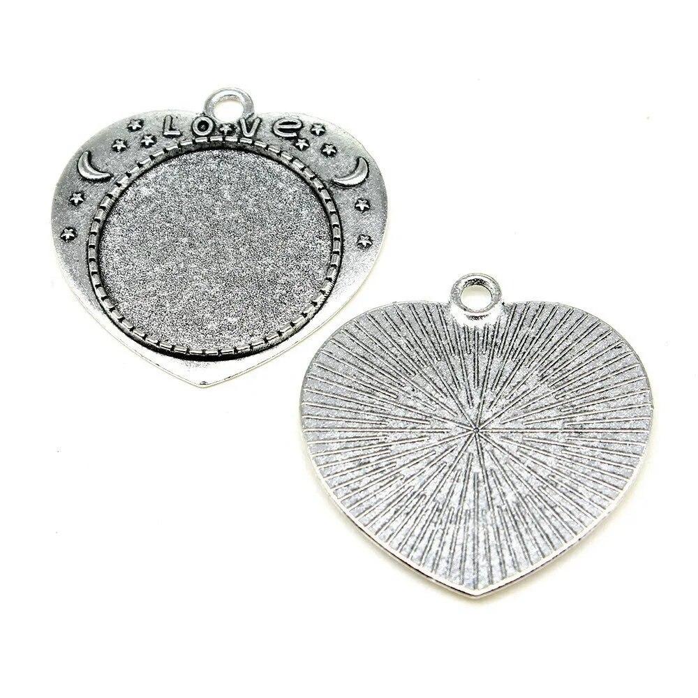 Подходит для круглого стеклянного кабошона 25 мм, поднос для установки, античное серебро, цветные компоненты, украшение ручной работы для изготовления ювелирных изделий