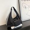 2025 Summer New Nylon Cloth Black Shoulder Bag Niche Fashion Casual Underarm Bag Simple Versatile Tote Bag