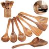 Деревянная ложка для готовки 9 шт. Тиковая деревянная ложка Набор кухонной утвари Деревянная кухонная посуда Прочная Не царапающая Жаростойкая