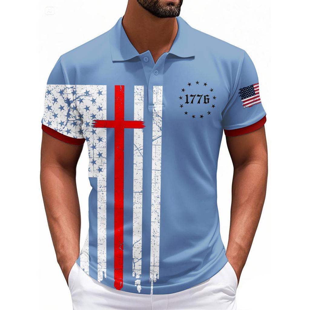 Модный мужской повседневный топ с коротким рукавом и принтом «День независимости»