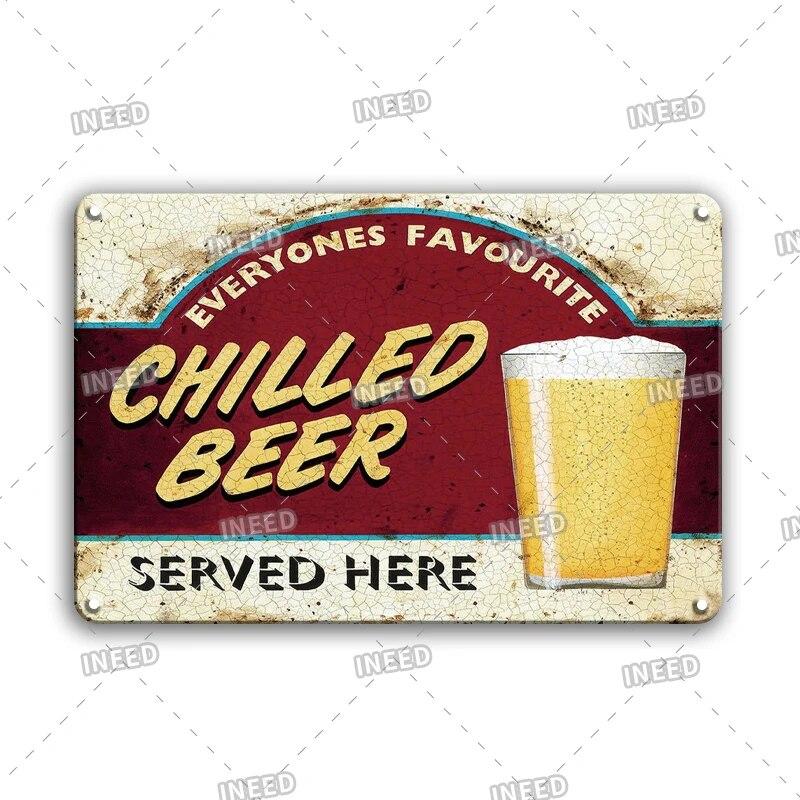 Tin Sign Beer Slod Here Vintage Metal Plaque Retro Metal Plate Funny Drink Vintage Iron Poster for Pub Club Man Cave Bar Decor