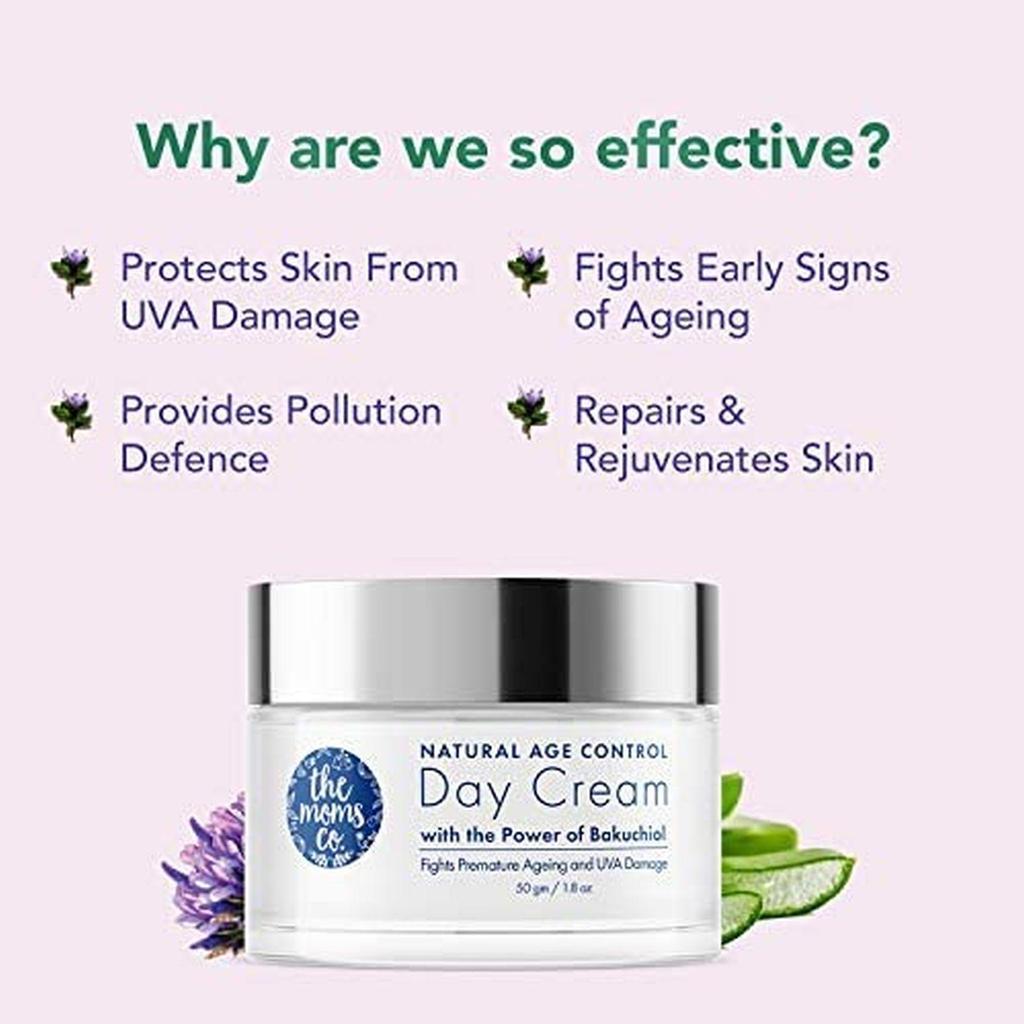 The Moms Co. Natural Age Control Day Face Cream, Anti-Wrinkle Cream, Fine Lines & Sun Protection, Anti-Aging Day Cream (50gm)