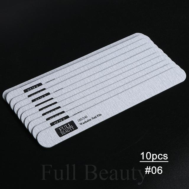 10 шт. косметические шлифовальные пилочки для ногтей 180/240 салонные инструменты для дизайна ногтей Маникюрные пилочки для ногтей и буфер для ногтей