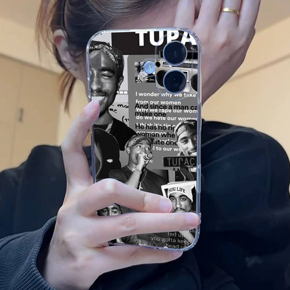 Чехол для телефона с изображением рэпера 2Pac, певца Тупака, для iPhone 17 16 15 14 13 11 12 Pro Max Mini Plus, противоударный, прозрачный, мягкий ТПУ