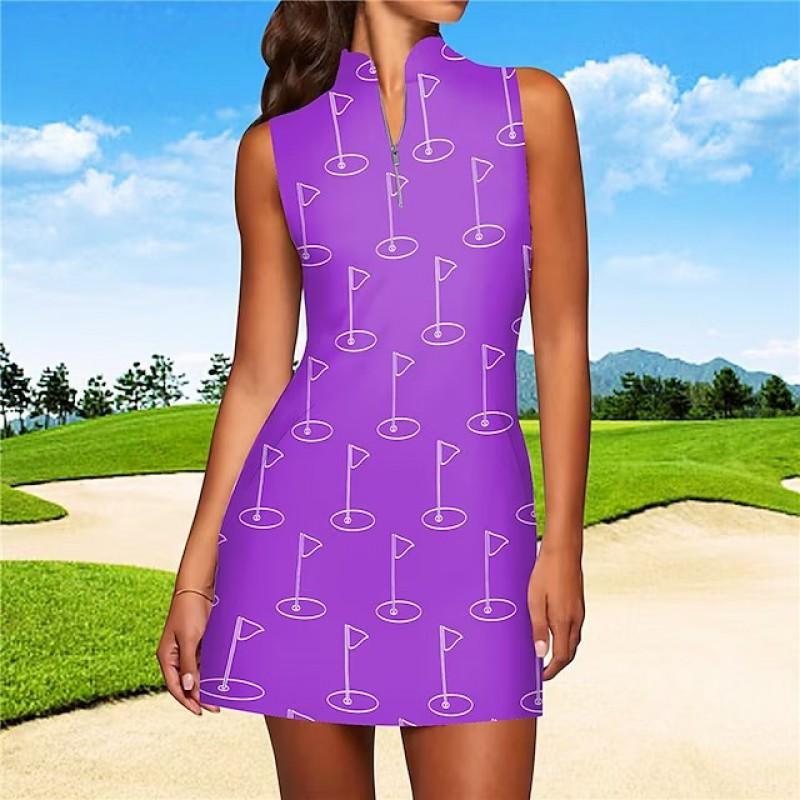 Womens Quick-Dry Sleeveless Tennis Skort With Zipper Golf Dress Summer Sportswear Cycling Outdoor Activities