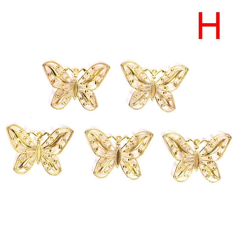 50 шт./компл. золотые металлические филигранные полые подвески-бабочки ремесло DIY изготовление ювелирных изделий