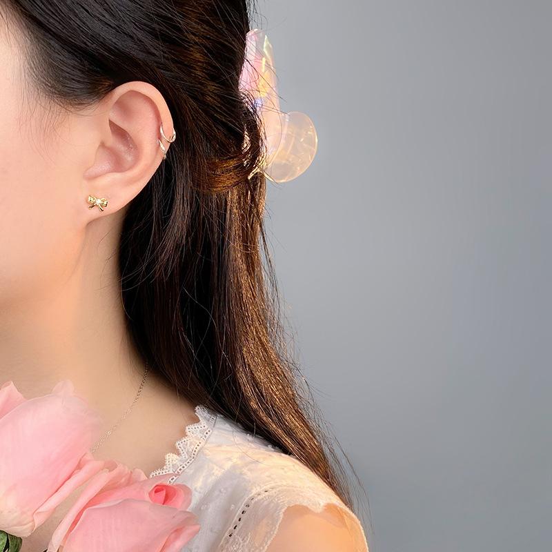 Милые серьги-бантики с бриллиантами для женщин с чистым и универсальным дизайном и свежими серьгами