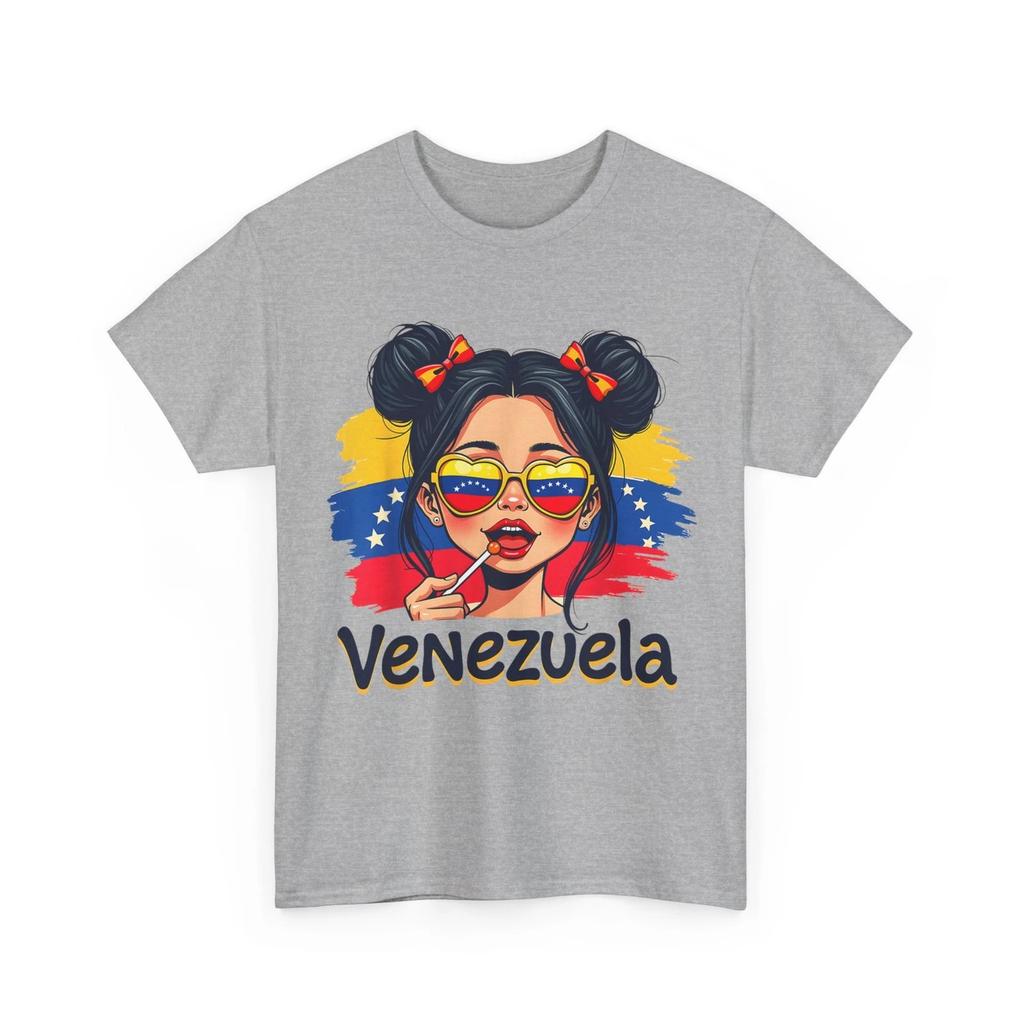 Messy Bun Girl Venezuela Pride Latina Venezuelan Women Girls T-Shirt