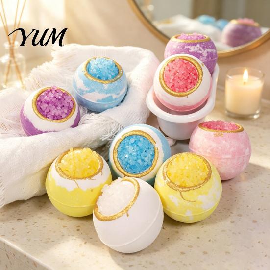 Bathing Accessories 100G Handmade Sea Salt Bath Bombs, Natural Plants Extract Essential Oils Fizzies Ball Ball, Dry Skin Moisturizing Shower for Women