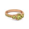 Peridot Three-Stone Halo Pavé Band Ring -Sterling Silver Rose Gold Vermeil