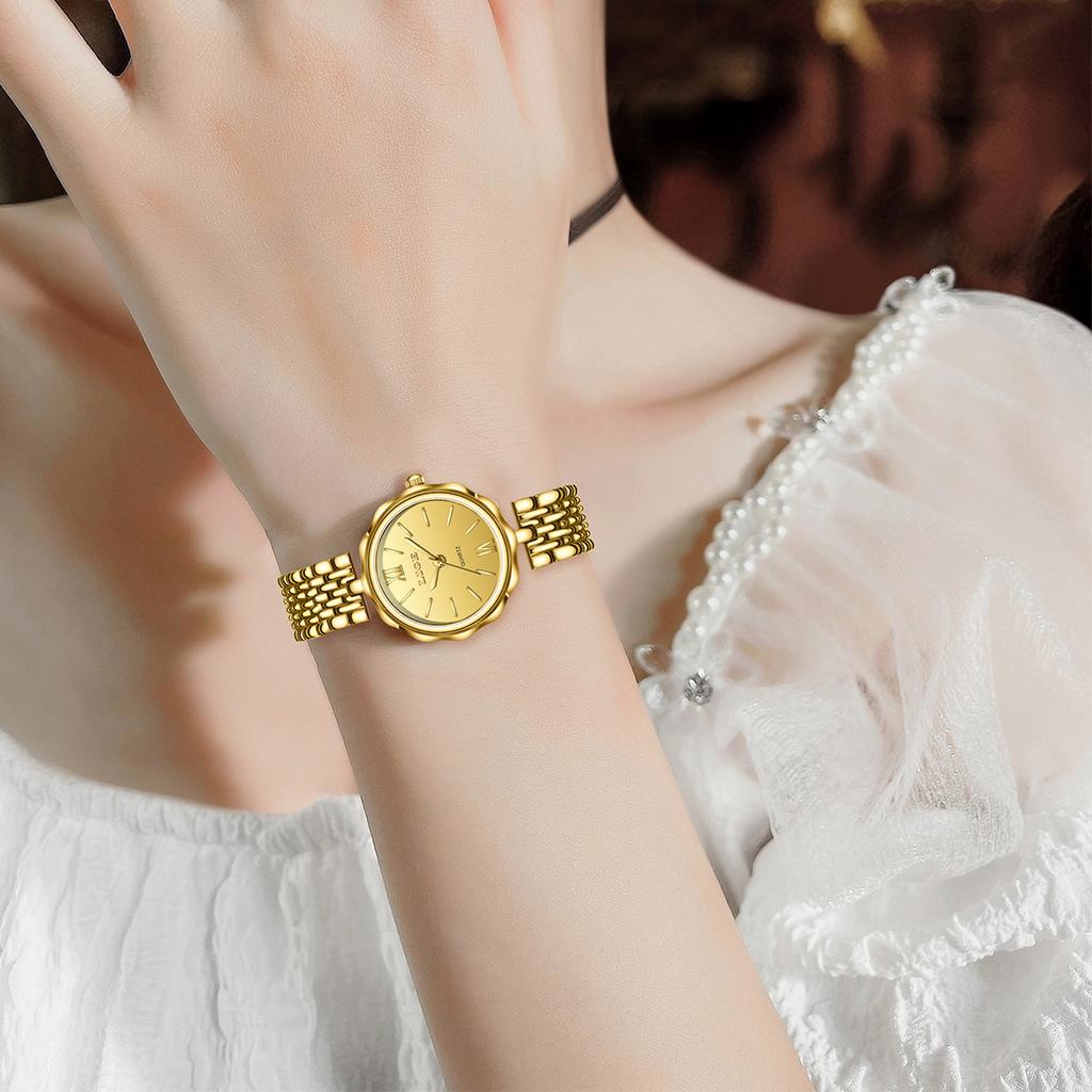 LIGE Fashion Quartz Women Watch Simple Elegant Square Dial Gold Stainless Steel Strap Waterproof Leisure Business Watches+Box