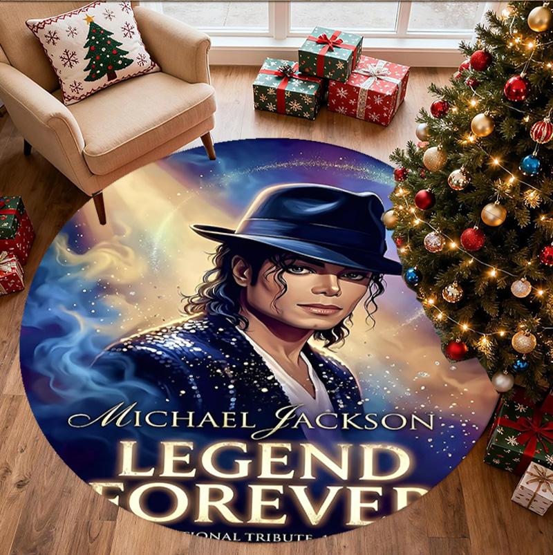 Michael Jackson Pattern Round Rug, Indoor/Outdoor Mat, for Picnic, Gameroom, Bedroom, Office, Living Room, Home Decor Carpet, Birthday Gift